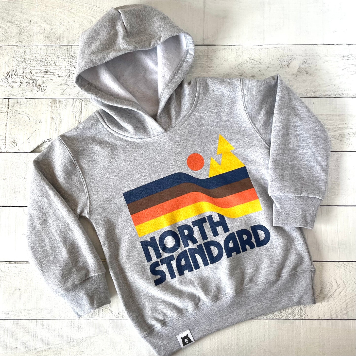 Kids Waves Pop Over Hoodie - Grey Marl