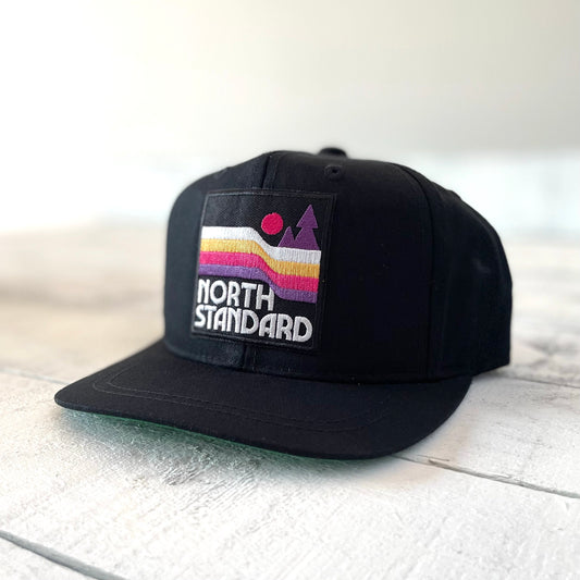 Kids Snapback - Black with Waves