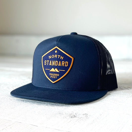 Mesh Poplin Hat - Navy with Navy/Gold  Shield