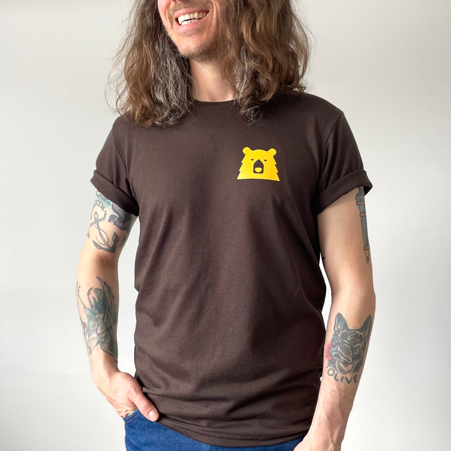 Parks & Rec Tee - Brown with Golden Yellow