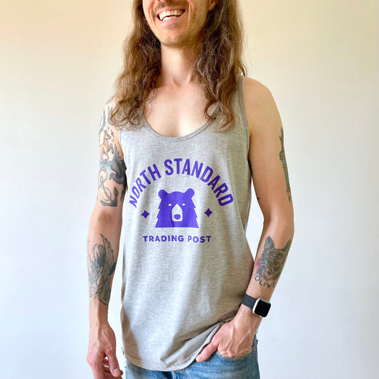 Varsity Tank - Heather Grey with Purple