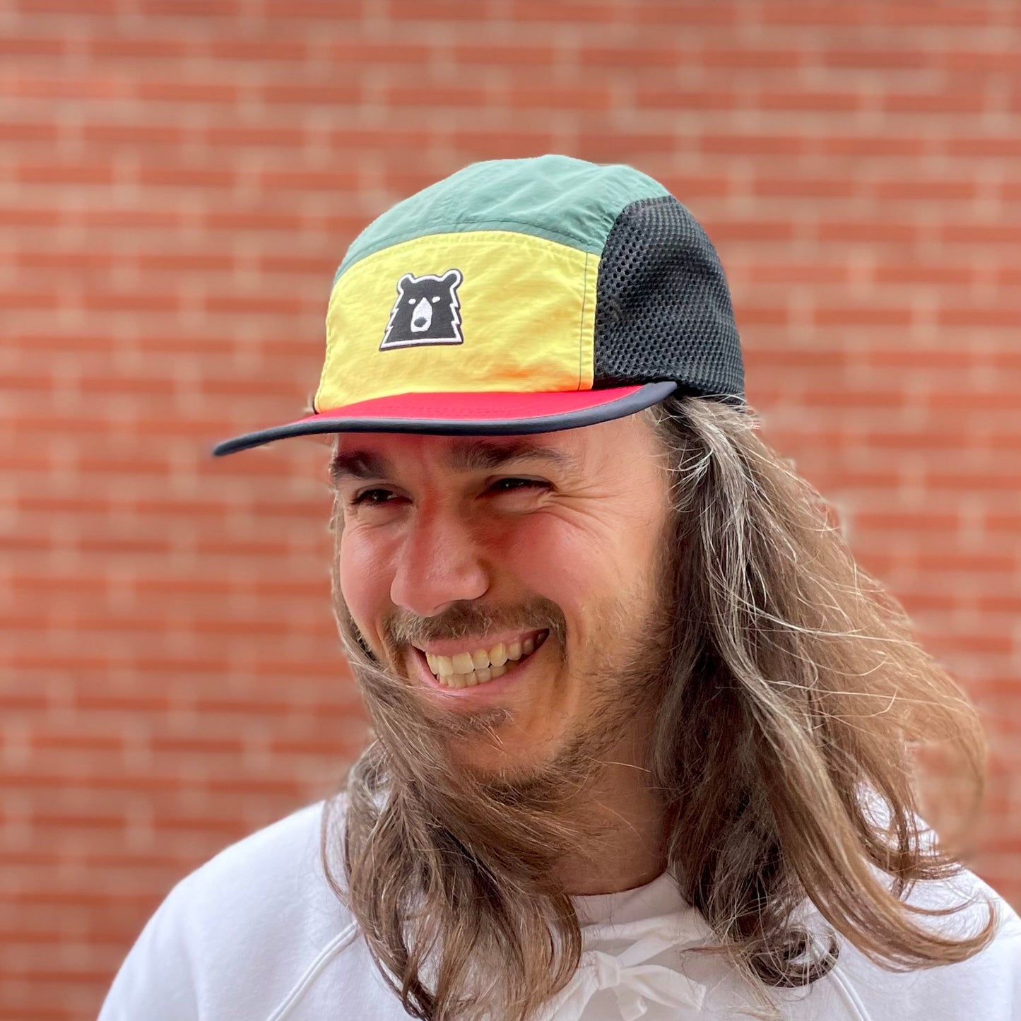 Surf Mesh Hat - Green/Yellow/Red with Lil Black Bear
