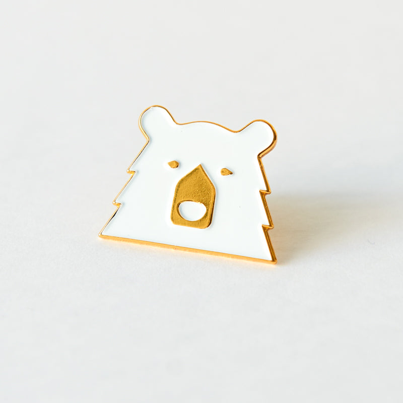 Enamel Pin - White/Gold Bear