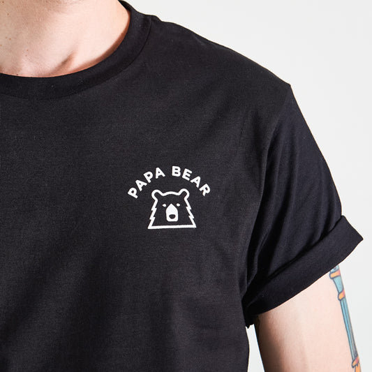 Papa Bear Tee - Black with White