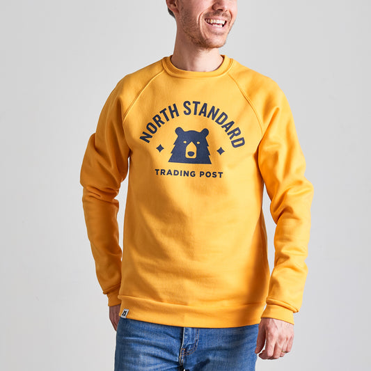 Varsity Crew Sweatshirt - Golden Yellow with Navy