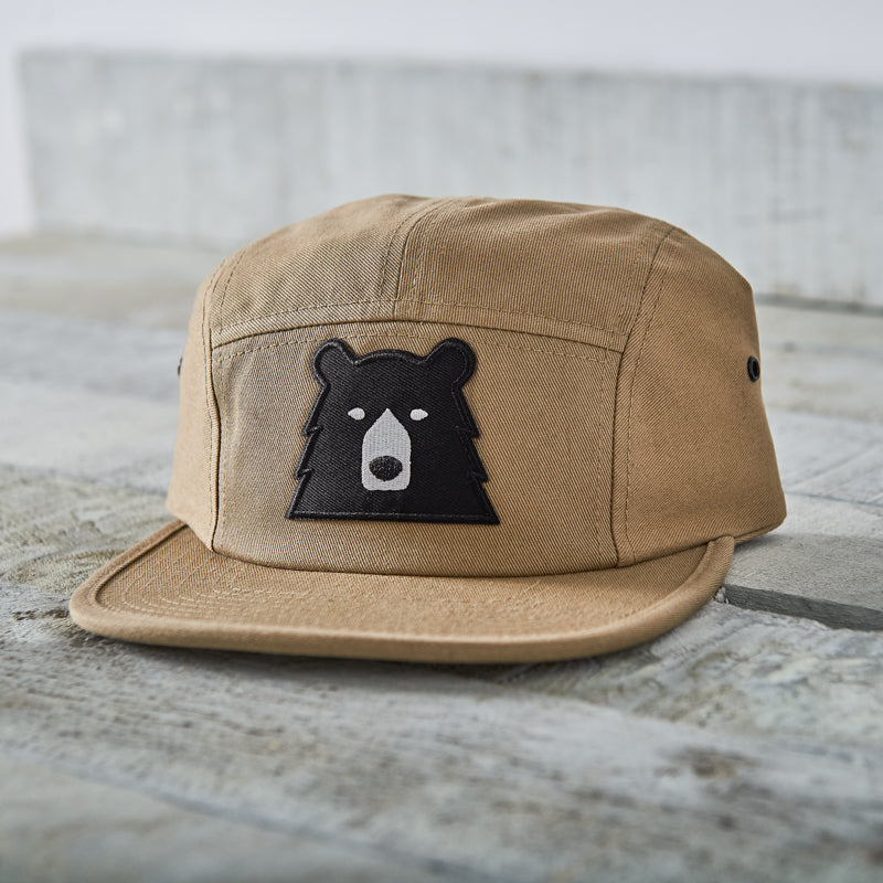 5 Panel - Khaki with Black Bear