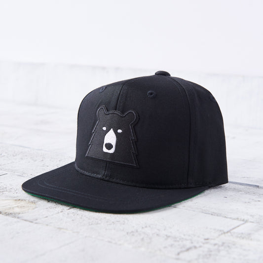 Kids Snapback - Black with Black Bear