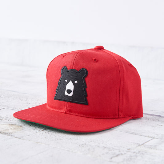 Kids Snapback - Red with Black Bear