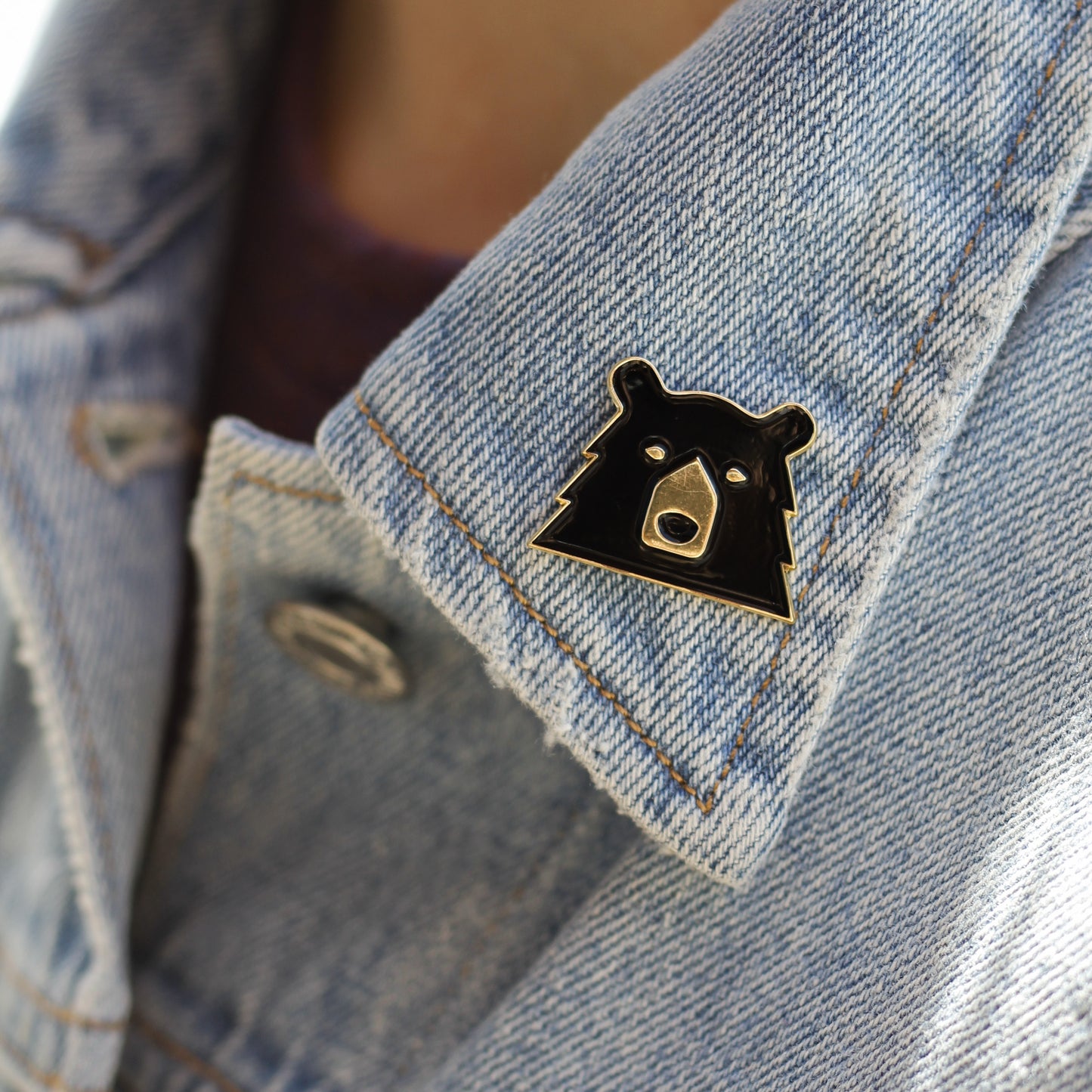 Enamel Pin - Black/Gold Bear