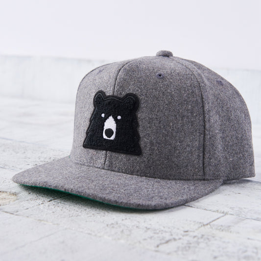 Melton Snapback - Heather with Black Chenille Bear