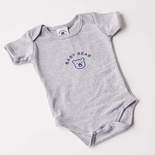 Baby Bear Onesie - Grey Marl with Navy