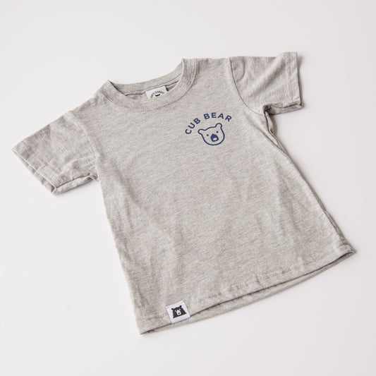 Kids Cub Bear Tee - Heather Grey with Navy