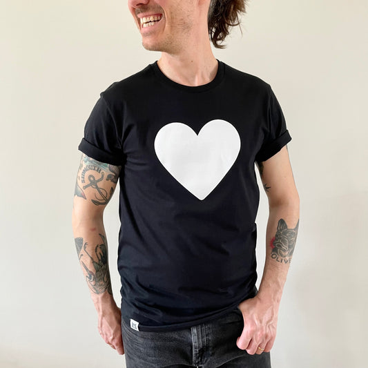 Heart Tee - Black with White