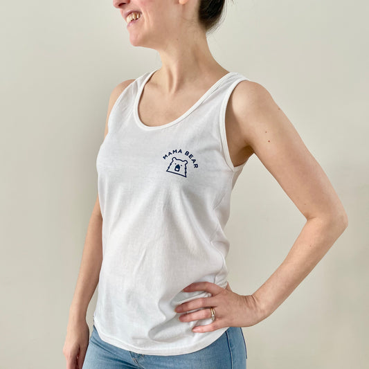 Mama Bear Tank - White with Navy