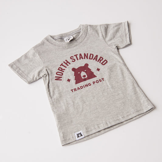 Kids Primary Tee - Heather Grey with Maroon