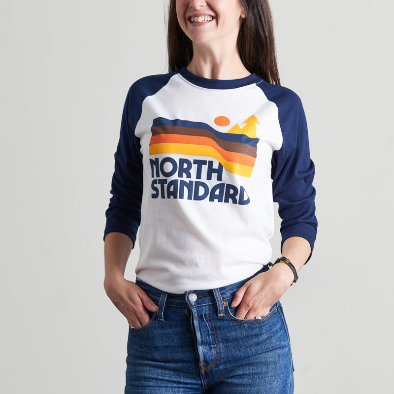 Waves Baseball Tee - White/Navy