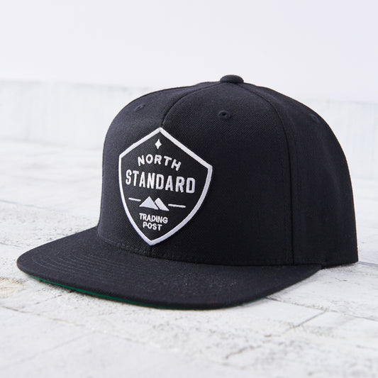 Snapback - Black with Black/White Shield