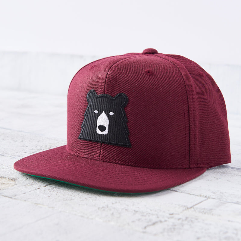 Snapback - Maroon with Black Bear