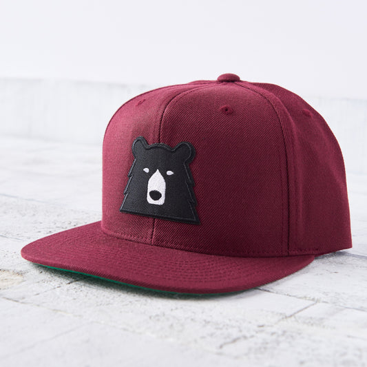 Snapback - Maroon with Black Bear