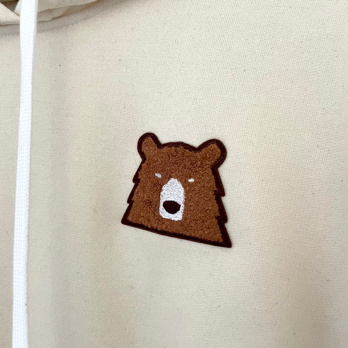 Fuzzy Bear Pop Over Hoodie - Cream