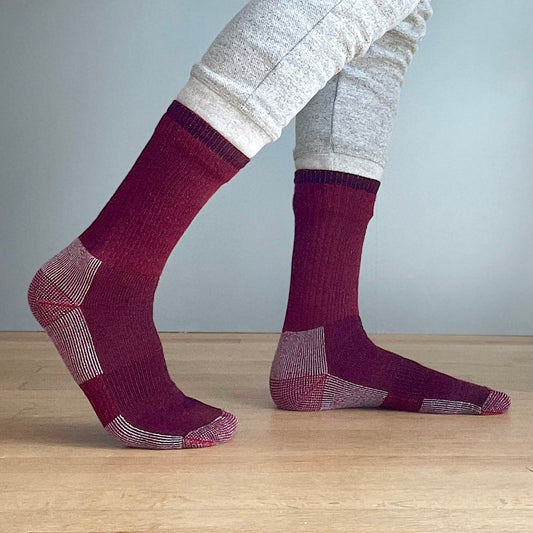 Merino Wool Hike Socks - Burgundy