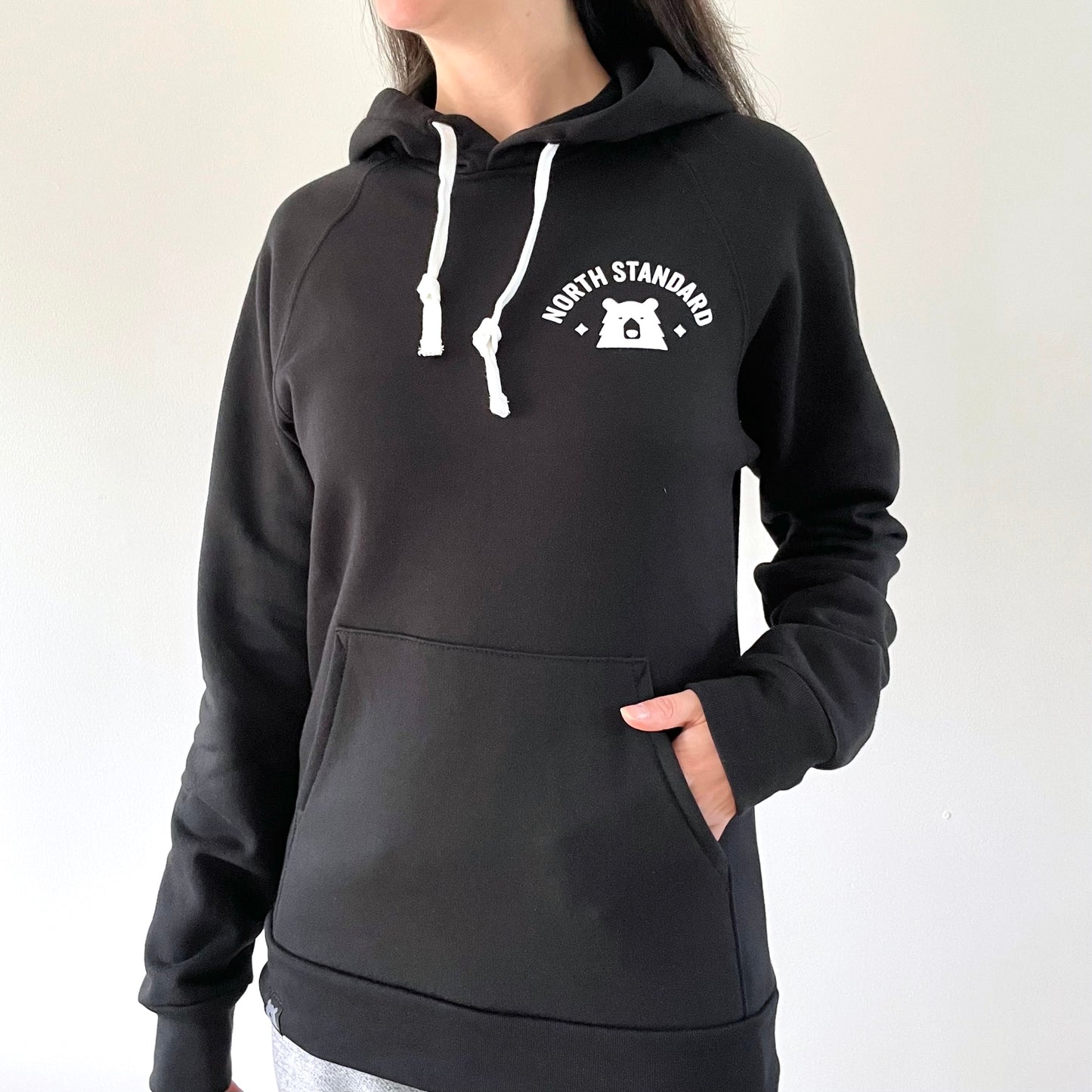 Arc Pop Over Hoodie - Black with White