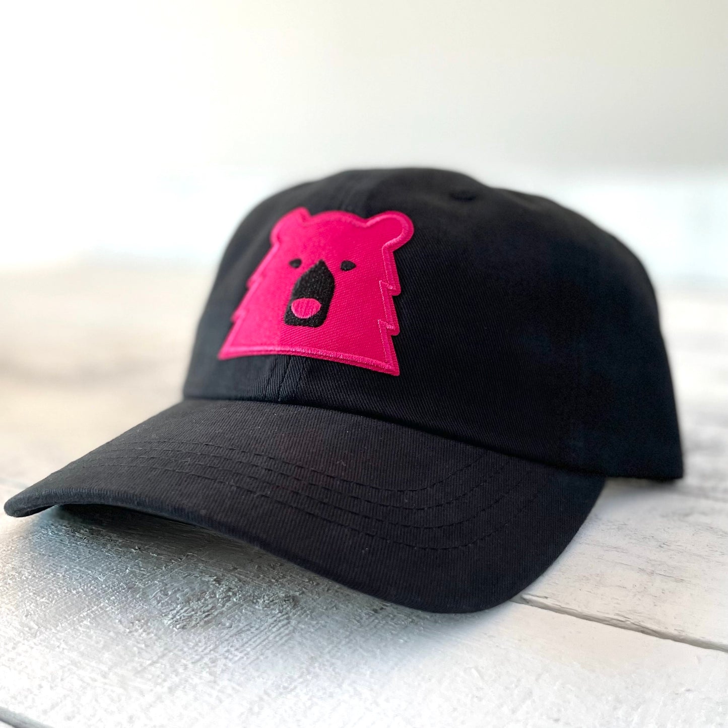 Camp Hat - Black with Hot Pink Bear