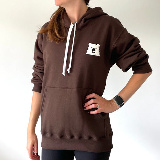Fuzzy Bear Pop Over Hoodie - Brown