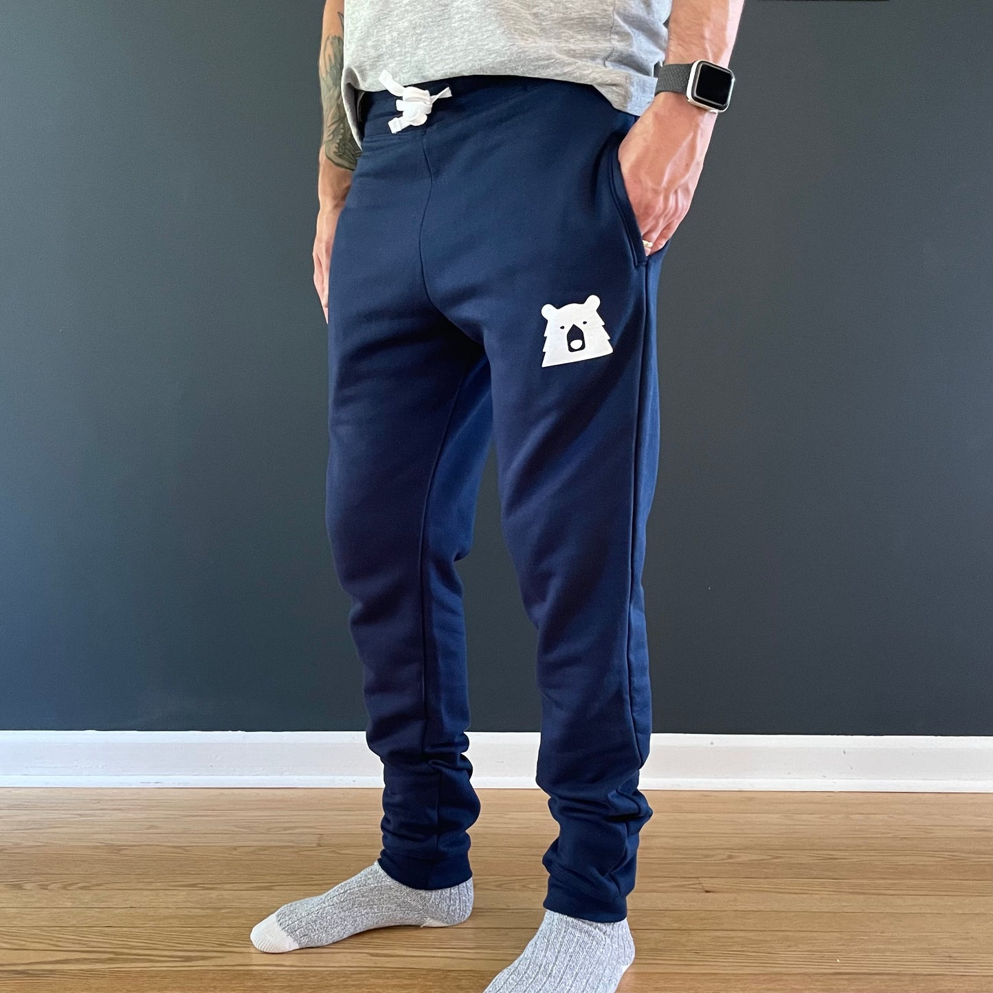 Jogger Fit Sweatpants - Navy with White