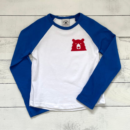 Kids Parks & Rec Baseball Tee - Royal/White with Red