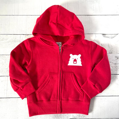 Kids Mascot Zip Up Hoodie - Red with White