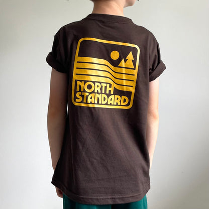 Kids Parks & Rec Tee - Brown with Golden Yellow