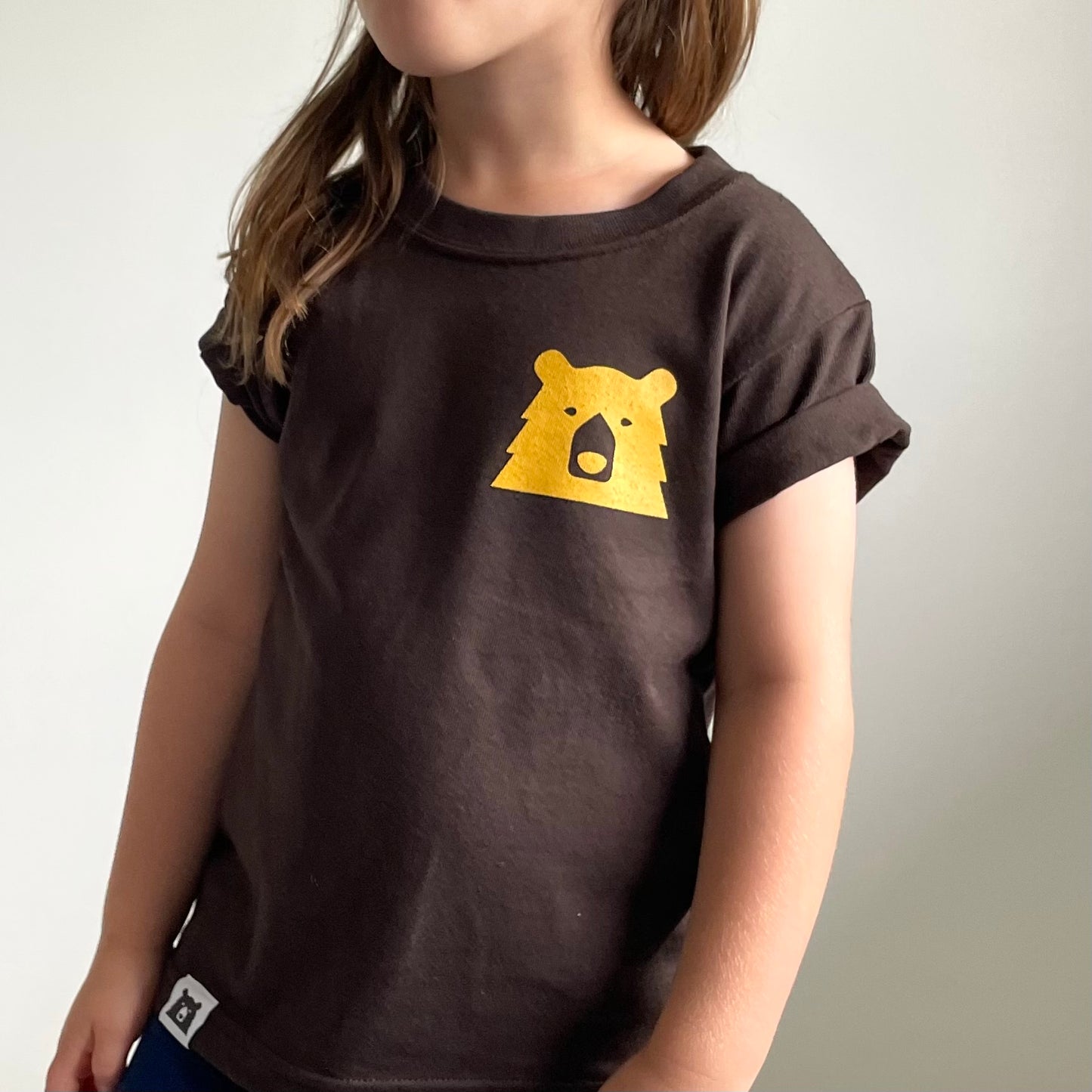 Kids Parks & Rec Tee - Brown with Golden Yellow