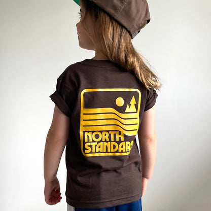 Kids Parks & Rec Tee - Brown with Golden Yellow
