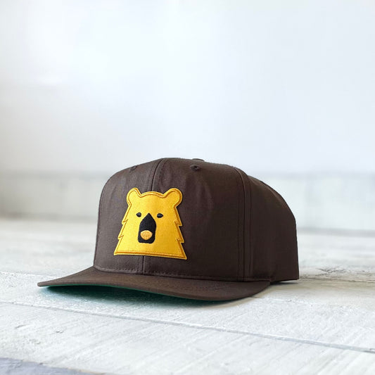 Youth Snapback - Brown with Golden Yellow Bear