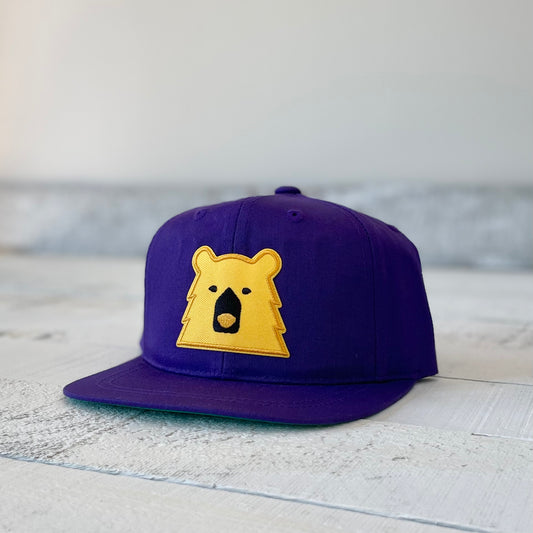 Kids Snapback - Purple with Golden Yellow Bear