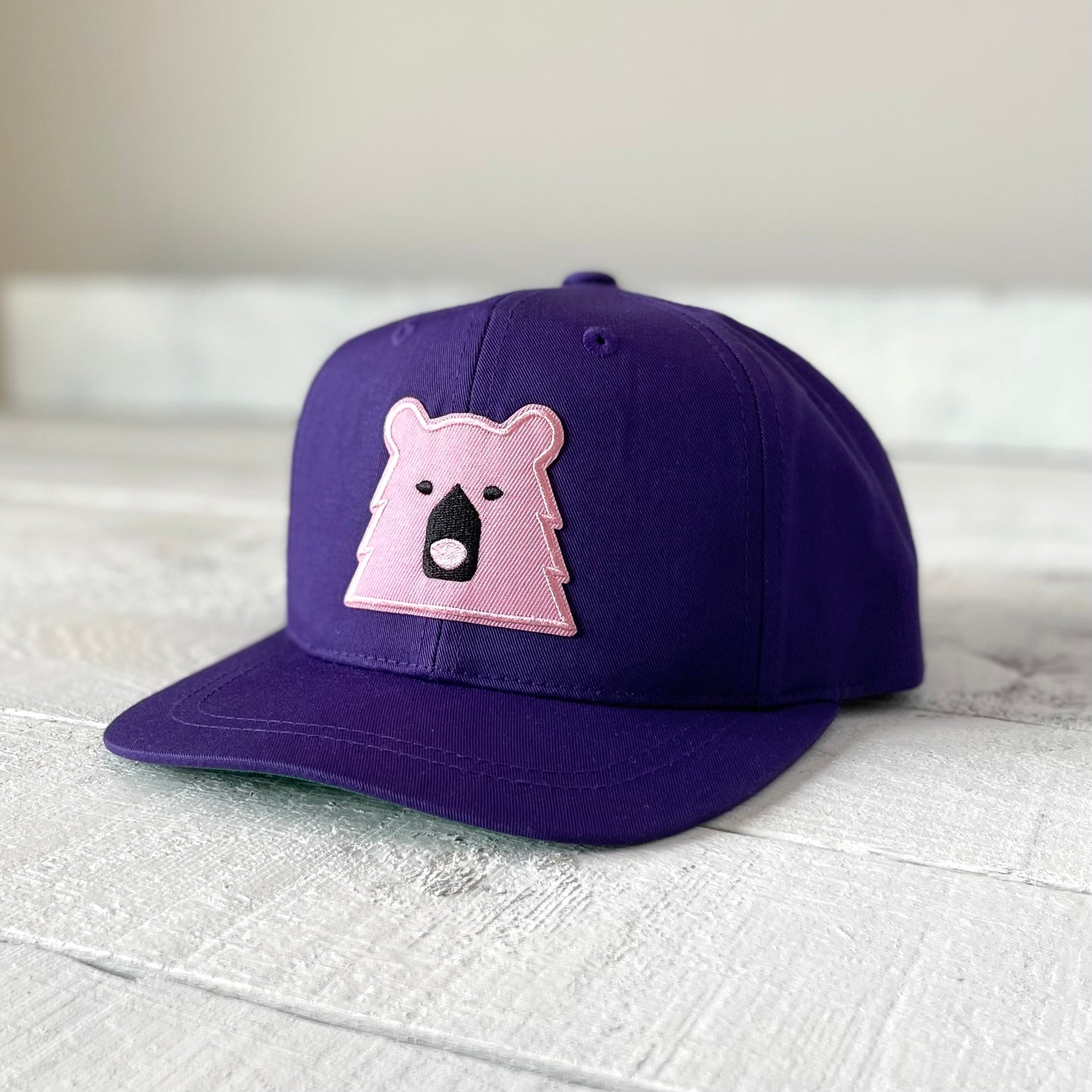 Kids Snapback - Purple with Pink Bear