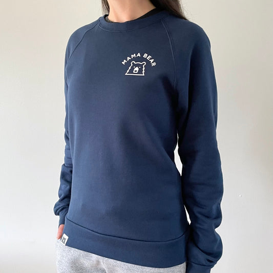 Mama Bear Crew Sweatshirt - Navy with White