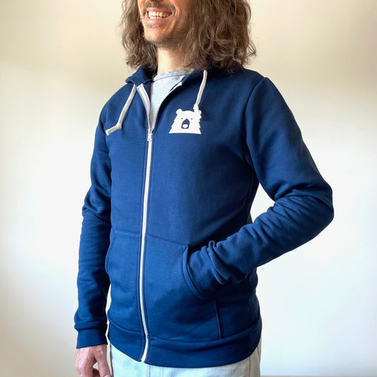 Mascot Zip Up Hoodie - Navy with White