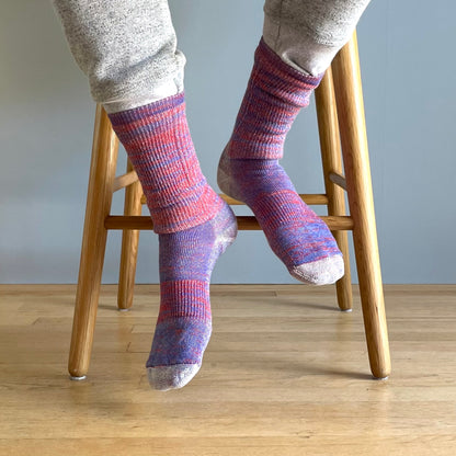 Merino Wool Hike Socks - Red/Royal