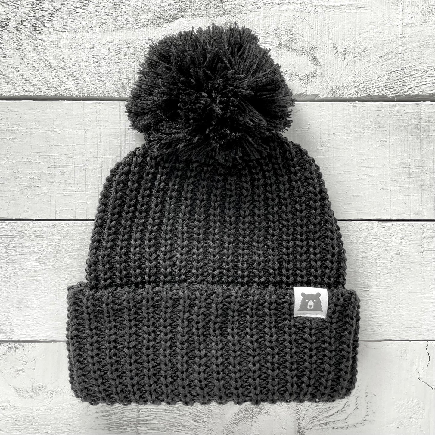 Oversized Chunky Knit Toque - Black