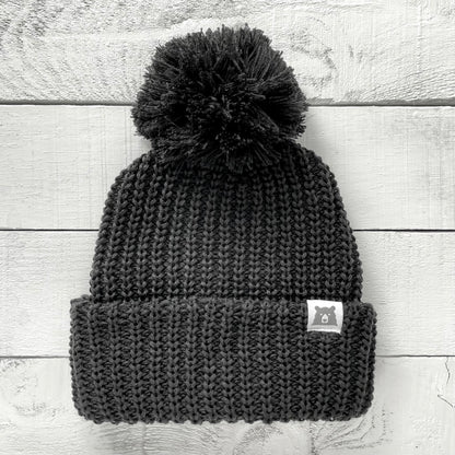 Oversized Chunky Knit Toque - Black