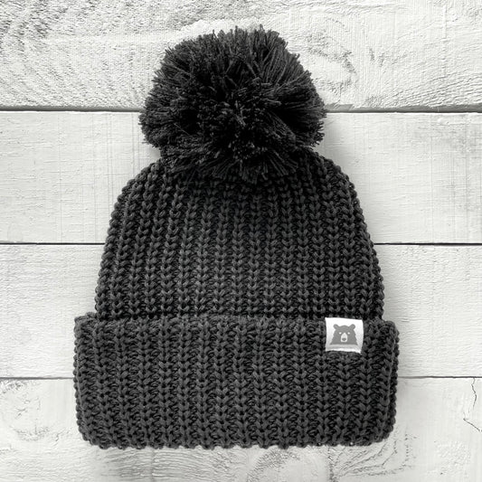 Oversized Chunky Knit Toque - Black
