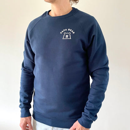 Papa Bear Crew Sweatshirt - Navy with White