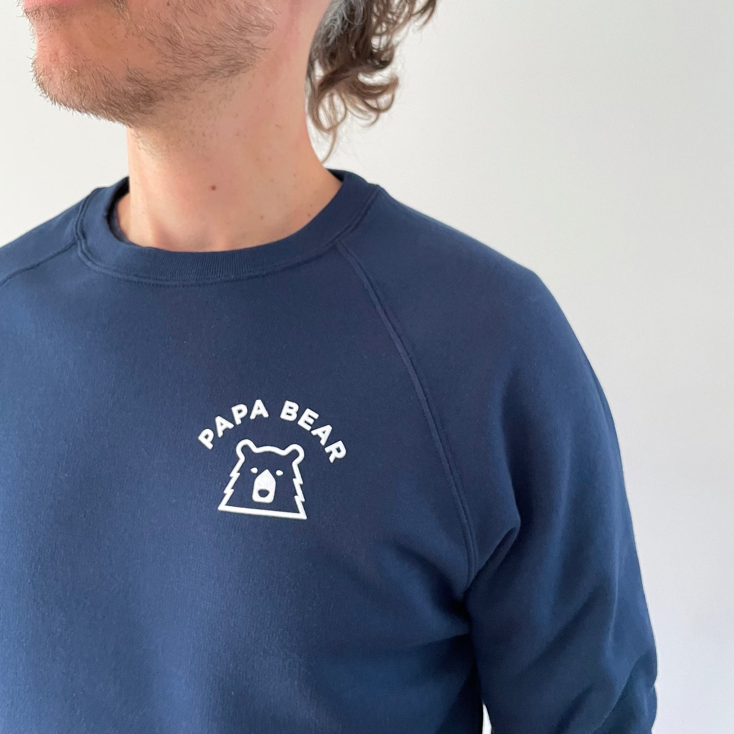 Papa Bear Crew Sweatshirt - Navy with White