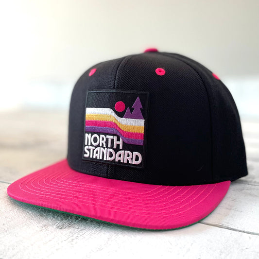 Snapback - Black/Pink with Waves