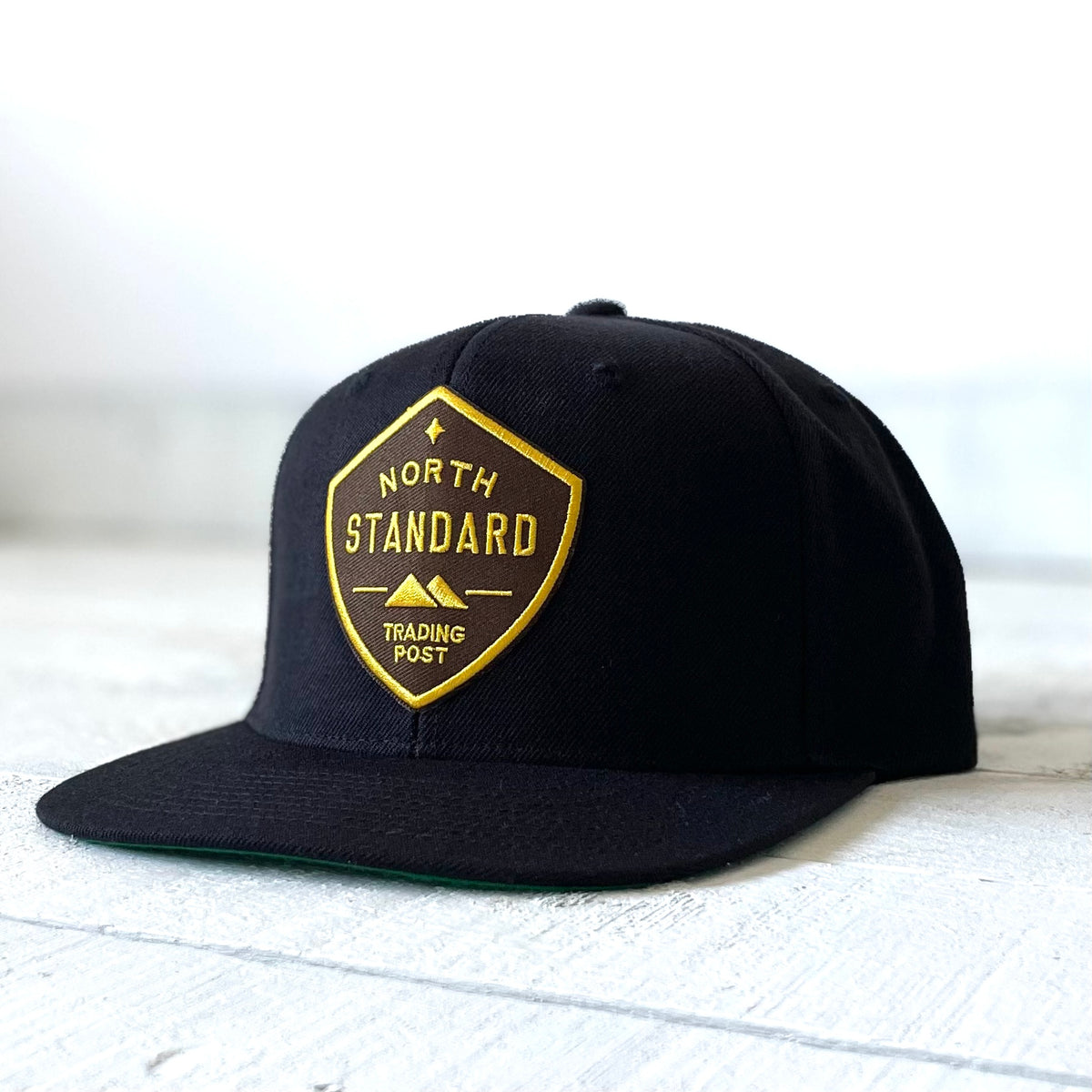 Snapback - Black with Brown/Gold Shield