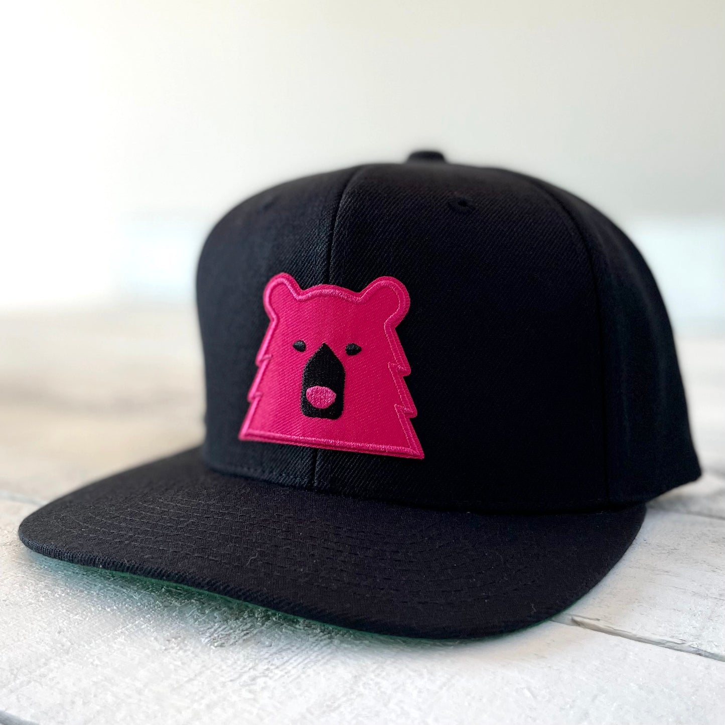 Snapback - Black with Hot Pink Bear