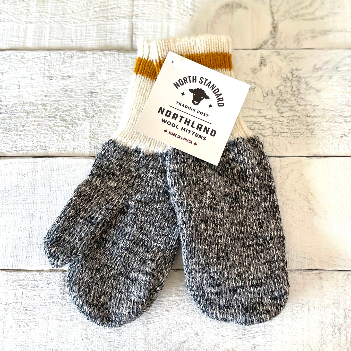 Northland Mittens - Charcoal with Mustard Stripe