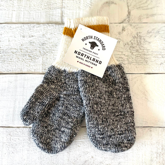Northland Mittens - Charcoal with Mustard Stripe
